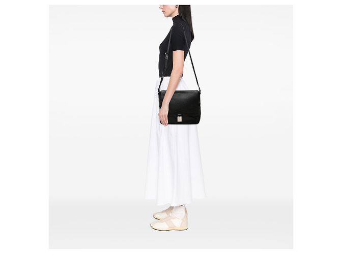 Borsa a tracolla con patta Prada in Vitello Phenix nero - vista 6