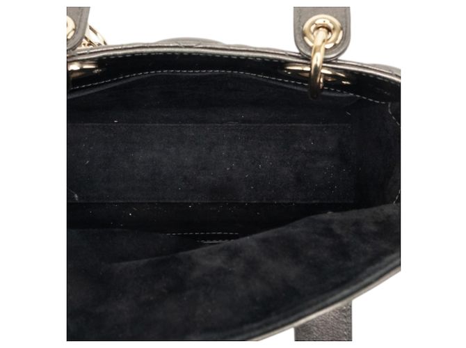 Dior Gray Small Metallic Lambskin Cannage My ABCDior Lady Dior Marrone Grigio antracite - vista 4