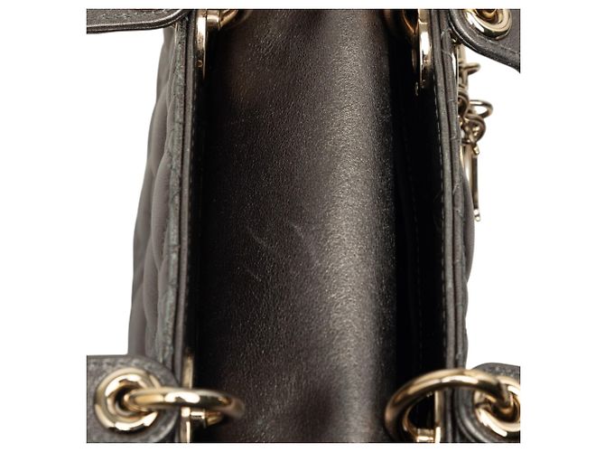 Dior Gray Small Metallic Lambskin Cannage My ABCDior Lady Dior Marrone Grigio antracite - vista 7