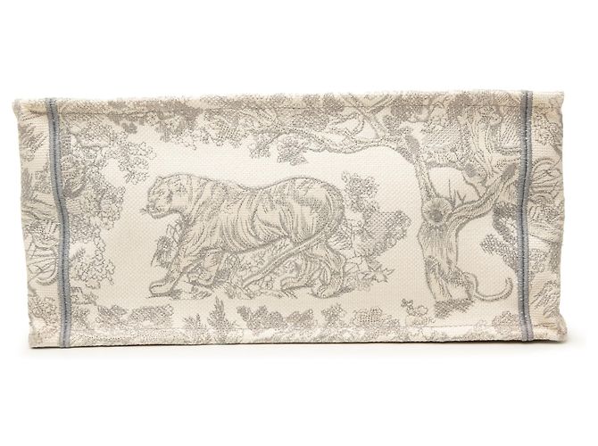 Dior Book Tote Dioriviera Toile de Jouy bestickt aus grauem Canvas, Größe Medium Braun - Ansicht 3