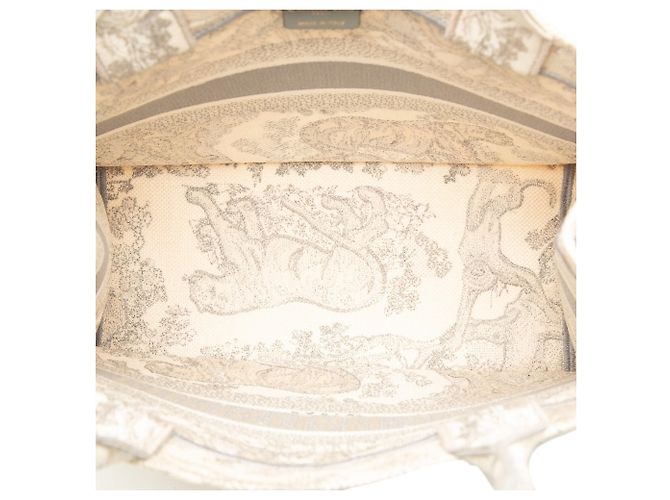 Dior Book Tote Dioriviera Toile de Jouy bestickt aus grauem Canvas, Größe Medium Braun - Ansicht 4