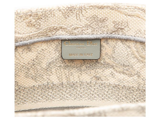 Dior Book Tote Dioriviera Toile de Jouy bestickt aus grauem Canvas, Größe Medium Braun - Ansicht 5