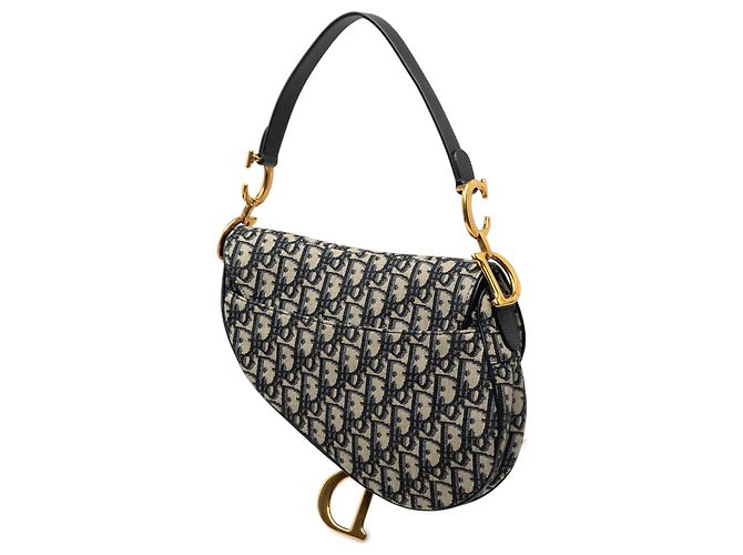 Borsa Saddle Dior in tela Oblique blu - vista 2