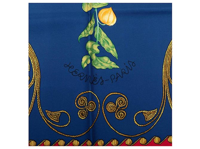 Hermès Blue Arabesques Seidentuch 90 Blau - Ansicht 2
