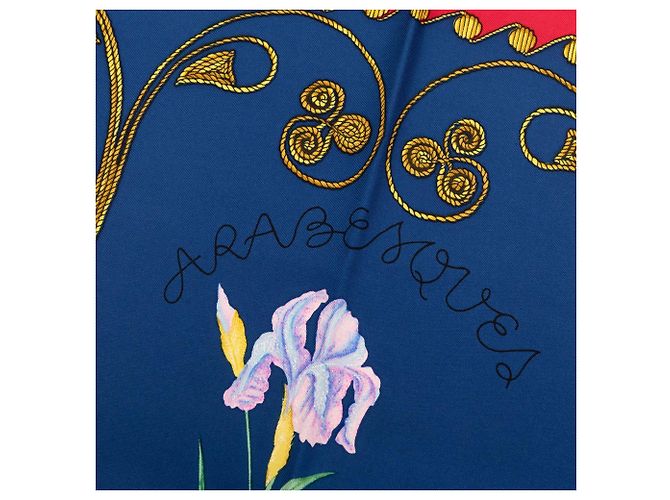 Hermès Blue Arabesques Seidentuch 90 Blau - Ansicht 4