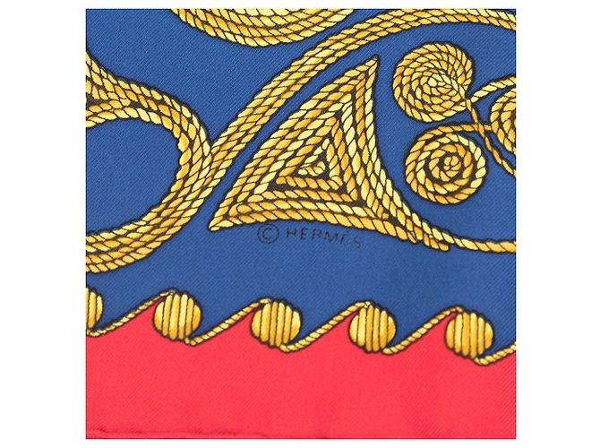Hermès Blue Arabesques Seidentuch 90 Blau - Ansicht 6