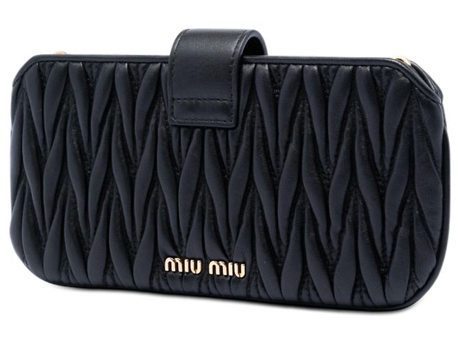 Clutch con catena Miu Miu in nappa matelassé nera con cristalli Nero - vista 2