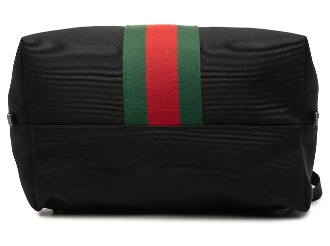 Gucci Black Canvas Techno Web Fold Over Backpack - view 3