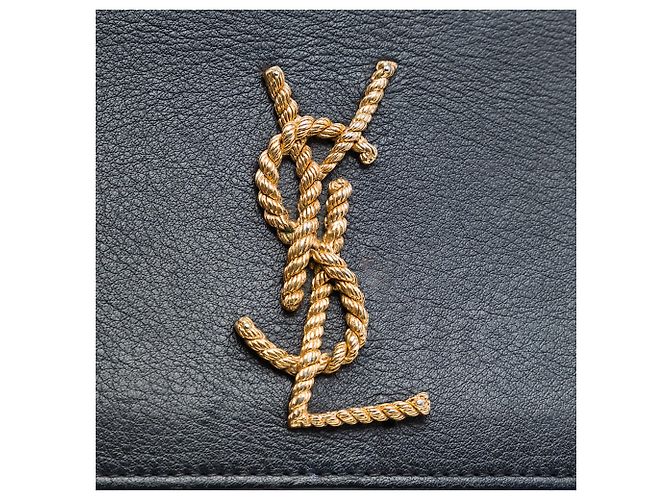 Saint Laurent Black Medium Smooth Calfskin Braided Monogram Kate Crossbody Nero - vista 6