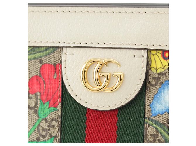Gucci Beige Small GG Supreme Flora Web Ophidia Chain Crossbody - vista 5