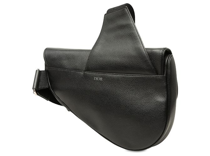 Borsa a tracolla Saddle Dior in pelle di vitello grana nera Nero - vista 2