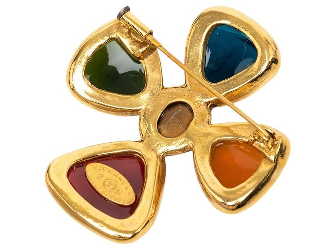 Broche Gripoix multicolor bañado en oro Chanel Gold CC Dorado - vista 2