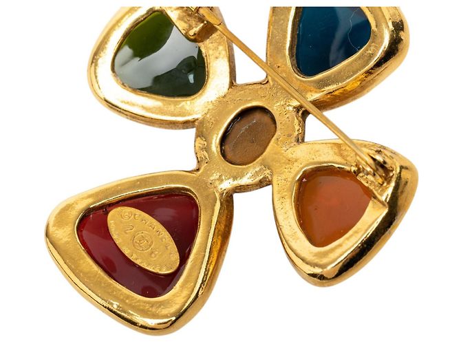Broche Gripoix multicolor bañado en oro Chanel Gold CC Dorado - vista 3