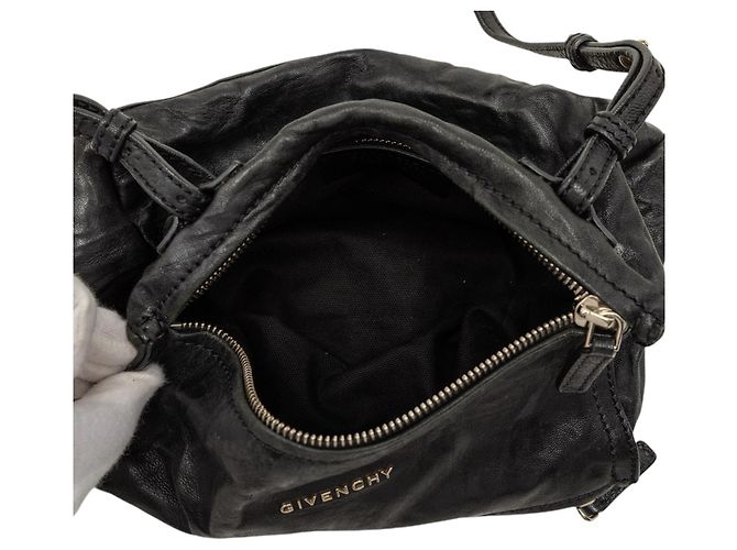 Givenchy Black Mini Wrinkled Sheepskin Pandora Crossbody Nero - vista 4