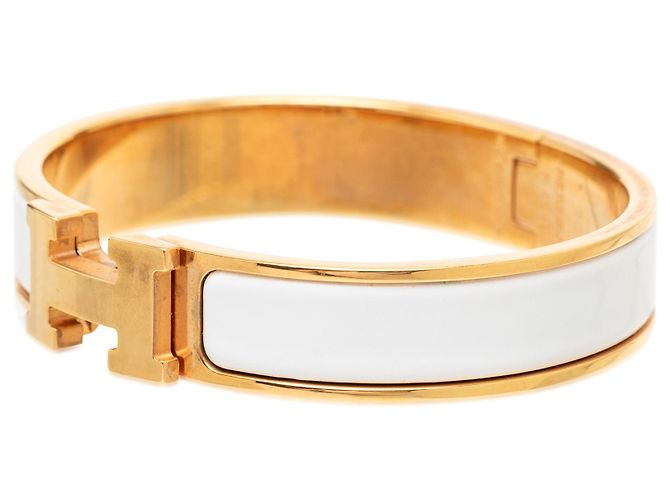 Hermès Clic H Armband PM schmal, weißer Emaille - Ansicht 2