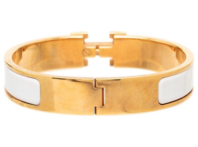 Hermès Clic H Armband PM schmal, weißer Emaille - Ansicht 3