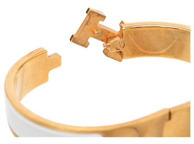 Hermès Clic H Armband PM schmal, weißer Emaille - Ansicht 5