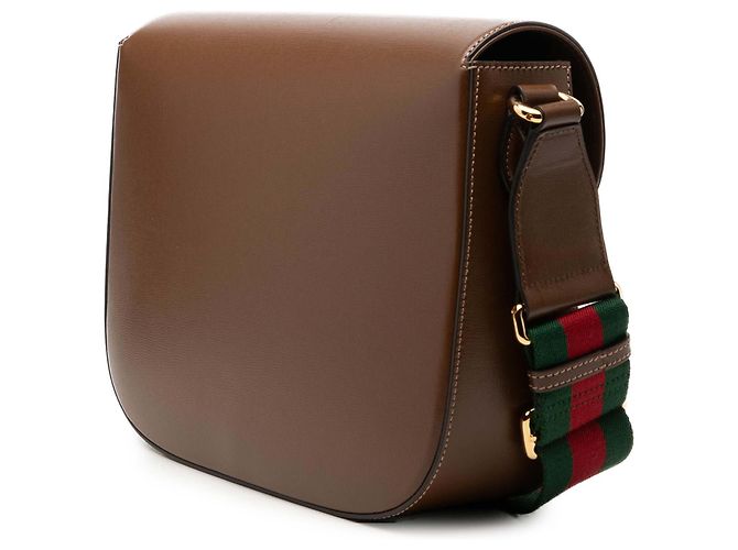 Gucci Borsa a tracolla Horsebit 1955 Large in pelle di vitello marrone con banda Web - vista 2