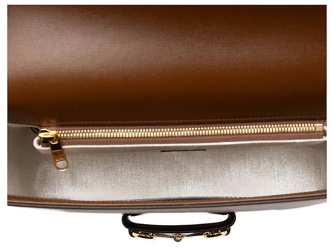 Gucci Borsa a tracolla Horsebit 1955 Large in pelle di vitello marrone con banda Web - vista 4