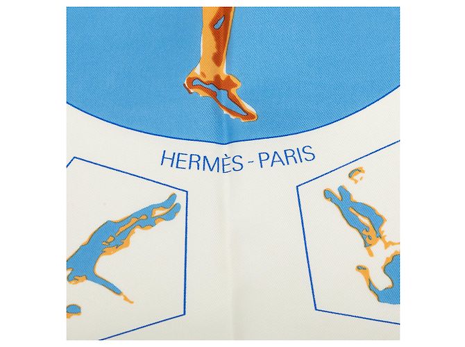 Hermès White Vive Les Champions Seidentuch 90 Weiß - Ansicht 4