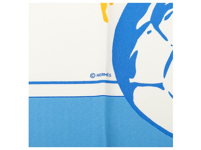 Hermès White Vive Les Champions Seidentuch 90 Weiß - Ansicht 6