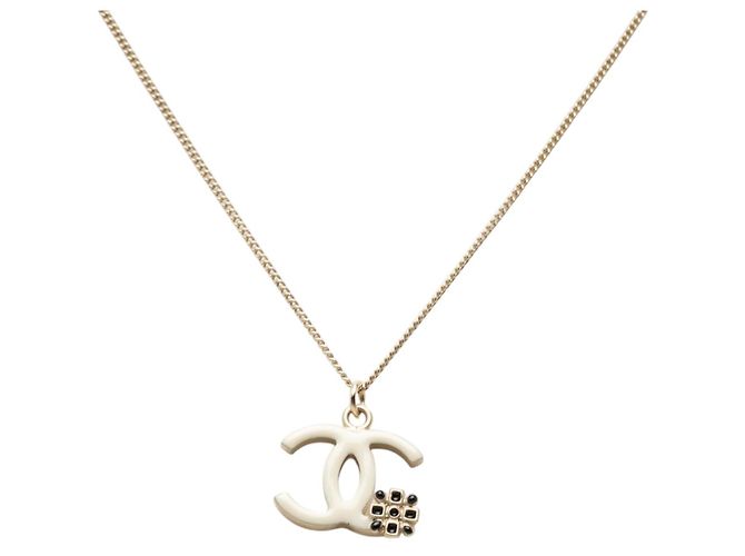 Collana con pendente a fiore smaltato e placcato oro CC Chanel Gold D'oro - vista 2