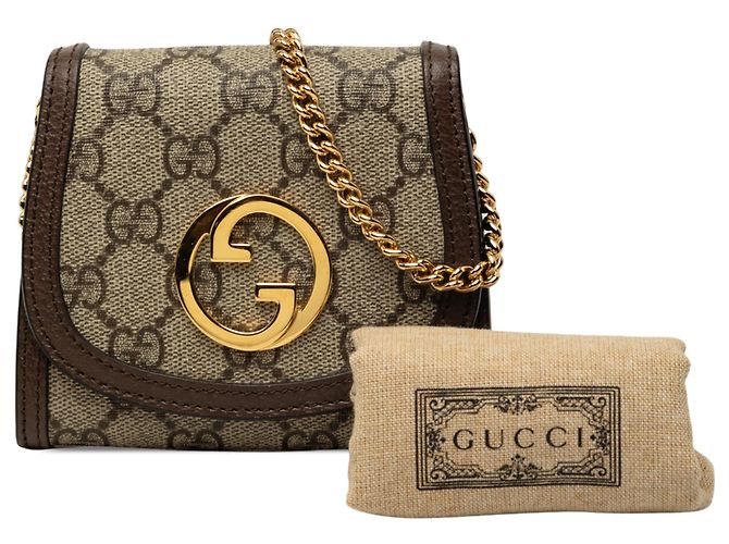 Portafoglio con catena Gucci Beige Medium GG Supreme Blondie - vista 7