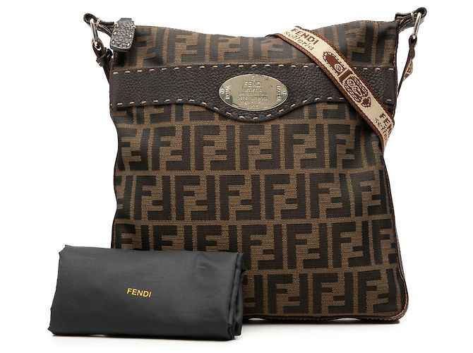 Fendi Brown Zucca Canvas Selleria Crossbody Marrone - vista 7