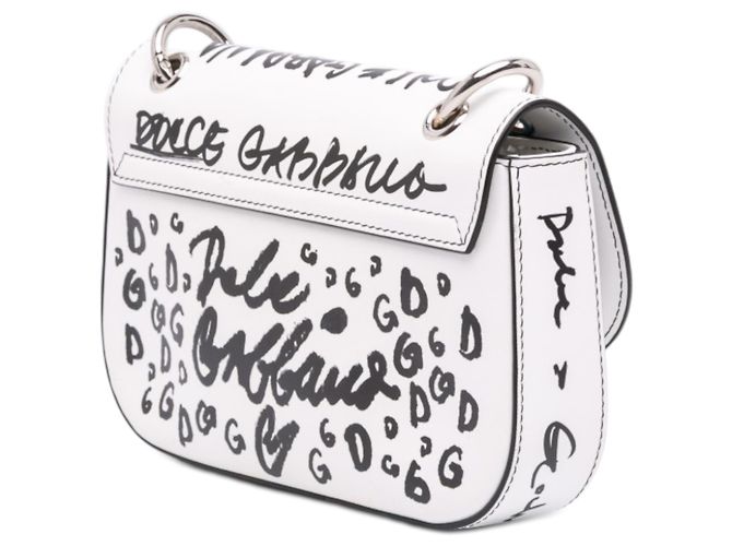 Dolce & Gabbana Millenial Graffiti Crossbody Tasche Klein aus weißem Kalbsleder - Ansicht 2