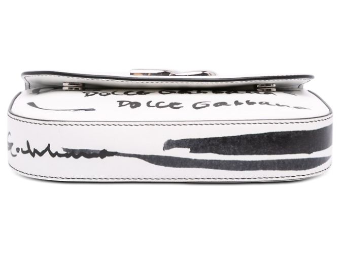 Dolce & Gabbana Millenial Graffiti Crossbody Tasche Klein aus weißem Kalbsleder - Ansicht 3