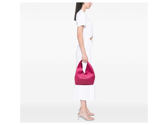 LOEWE Borsa Hobo Anagram Dunas in vitello rosa - vista 6