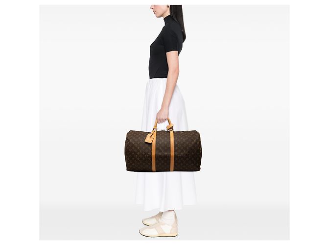 Louis Vuitton Brown Monogram Keepall 55 Marrone - vista 8
