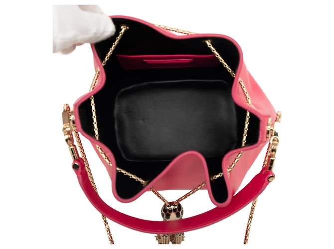 Bulgari Borsa a secchiello Bvlgari Serpenti Forever in pelle rosa - vista 4