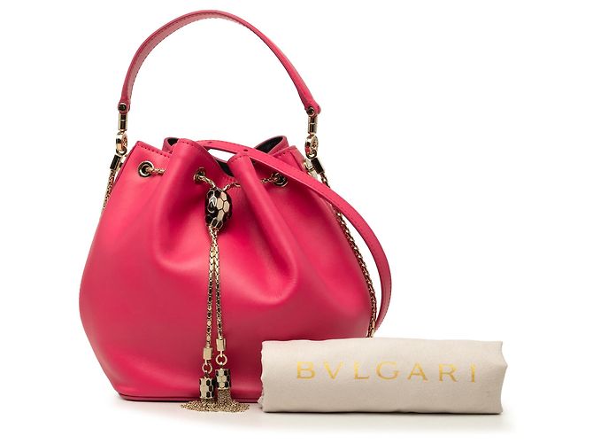 Bulgari Borsa a secchiello Bvlgari Serpenti Forever in pelle rosa - vista 7