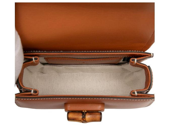 Borsa cintura Gucci Brown Mini Calfskin Bamboo 1947 Marrone - vista 4