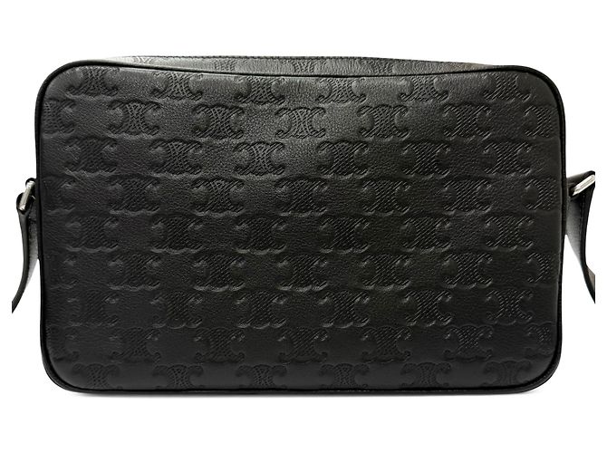 Céline Borsa a tracolla Celine Medium Triomphe in pelle di vitello goffrata nera Nero - vista 2