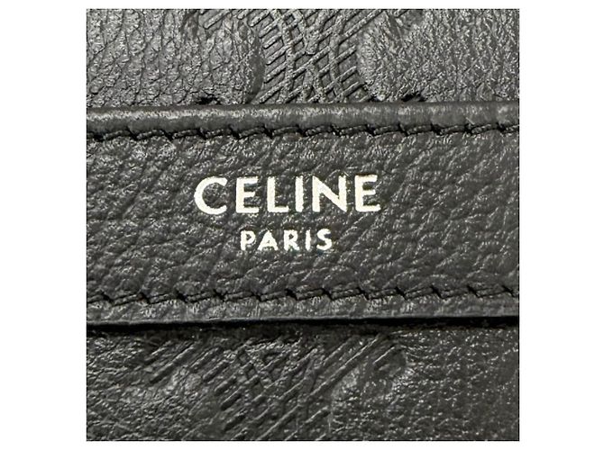 Céline Borsa a tracolla Celine Medium Triomphe in pelle di vitello goffrata nera Nero - vista 5