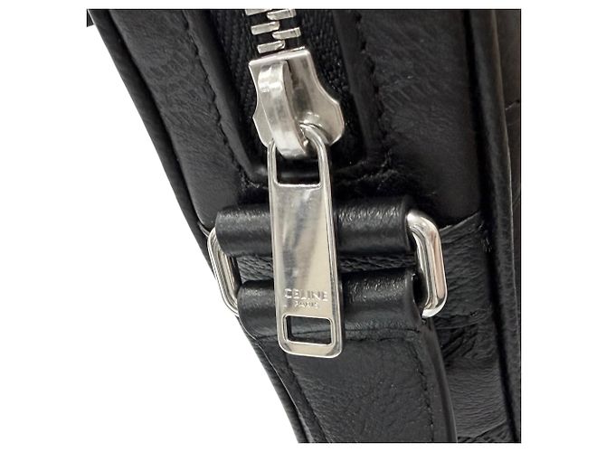 Céline Borsa a tracolla Celine Medium Triomphe in pelle di vitello goffrata nera Nero - vista 7