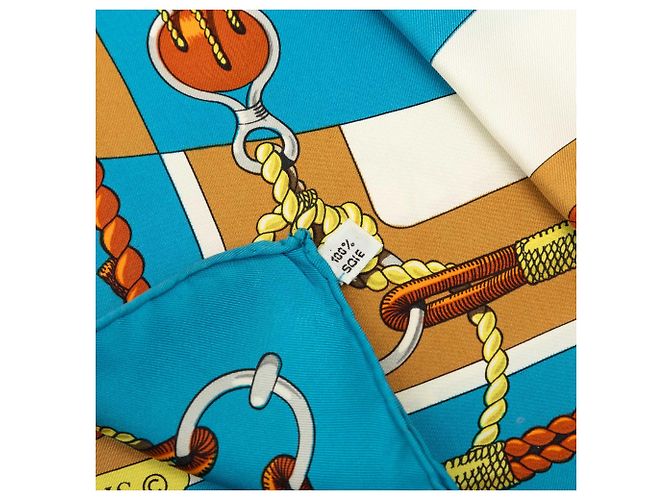 Hermès Blue Chateaux D Arriere Seidentuch 90 Blau - Ansicht 2
