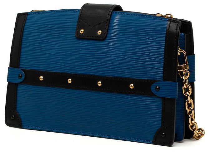Clutch Trunk Louis Vuitton in pelle Epi blu - vista 2