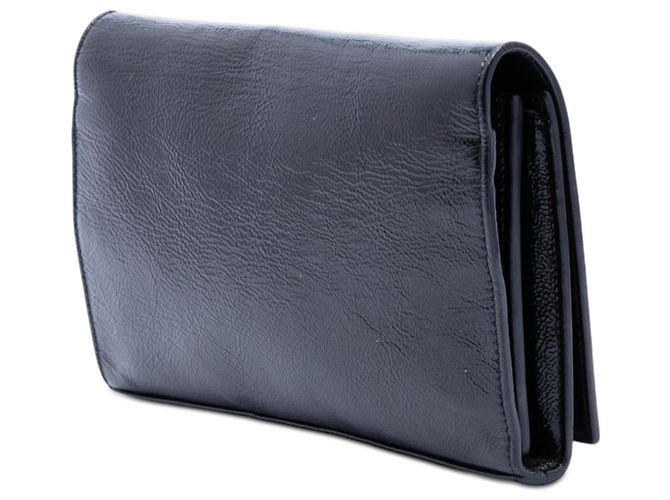 Saint Laurent Portafoglio a catena Kate in vernice testurizzata nera con monogramma Nero - vista 2