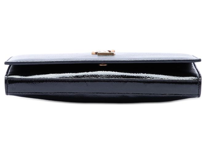Saint Laurent Portafoglio a catena Kate in vernice testurizzata nera con monogramma Nero - vista 3