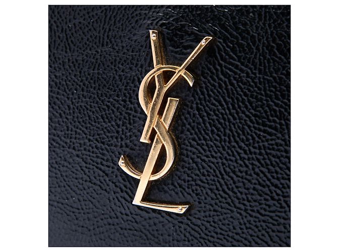 Saint Laurent Portafoglio a catena Kate in vernice testurizzata nera con monogramma Nero - vista 5