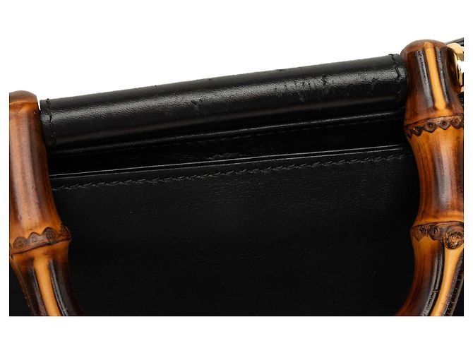 Borsa Gucci Mini Nappa Bamboo Web Nymphaea nera con manico superiore Nero - vista 6