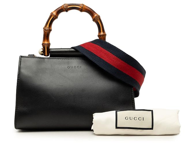 Borsa Gucci Mini Nappa Bamboo Web Nymphaea nera con manico superiore Nero - vista 8