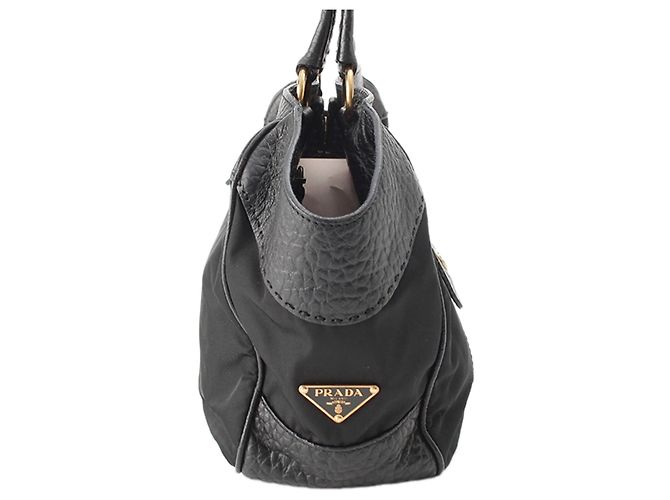Borsa a tracolla Prada Berlino in Tessuto nera con rifiniture Nero - vista 3