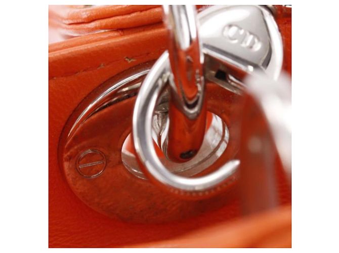 Dior Orange Medium Lambskin Cannage Lady Dior Arancione - vista 10