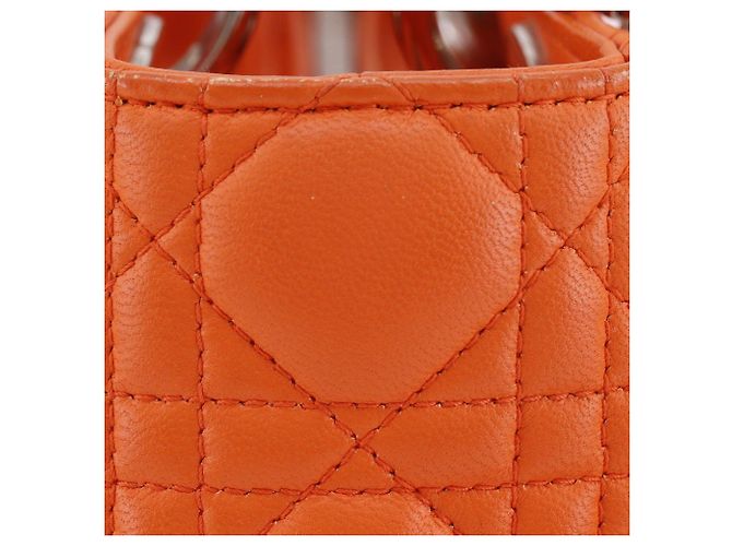 Dior Orange Medium Lambskin Cannage Lady Dior Arancione - vista 13