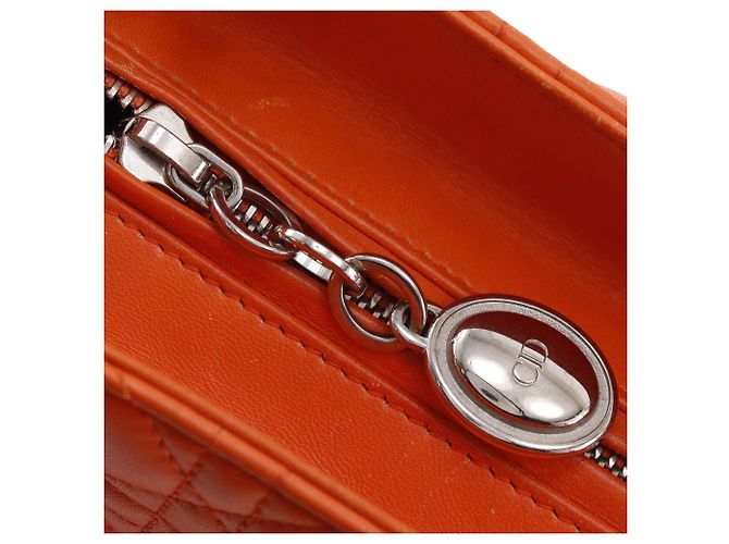 Dior Orange Medium Lambskin Cannage Lady Dior Arancione - vista 14