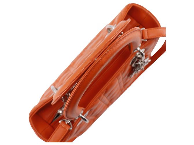 Dior Orange Medium Lambskin Cannage Lady Dior Arancione - vista 16